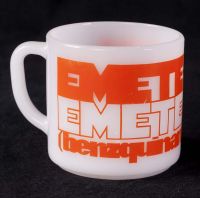 Emete-Con Benzquinamide Drug Company Milk Glass Coffee Mug